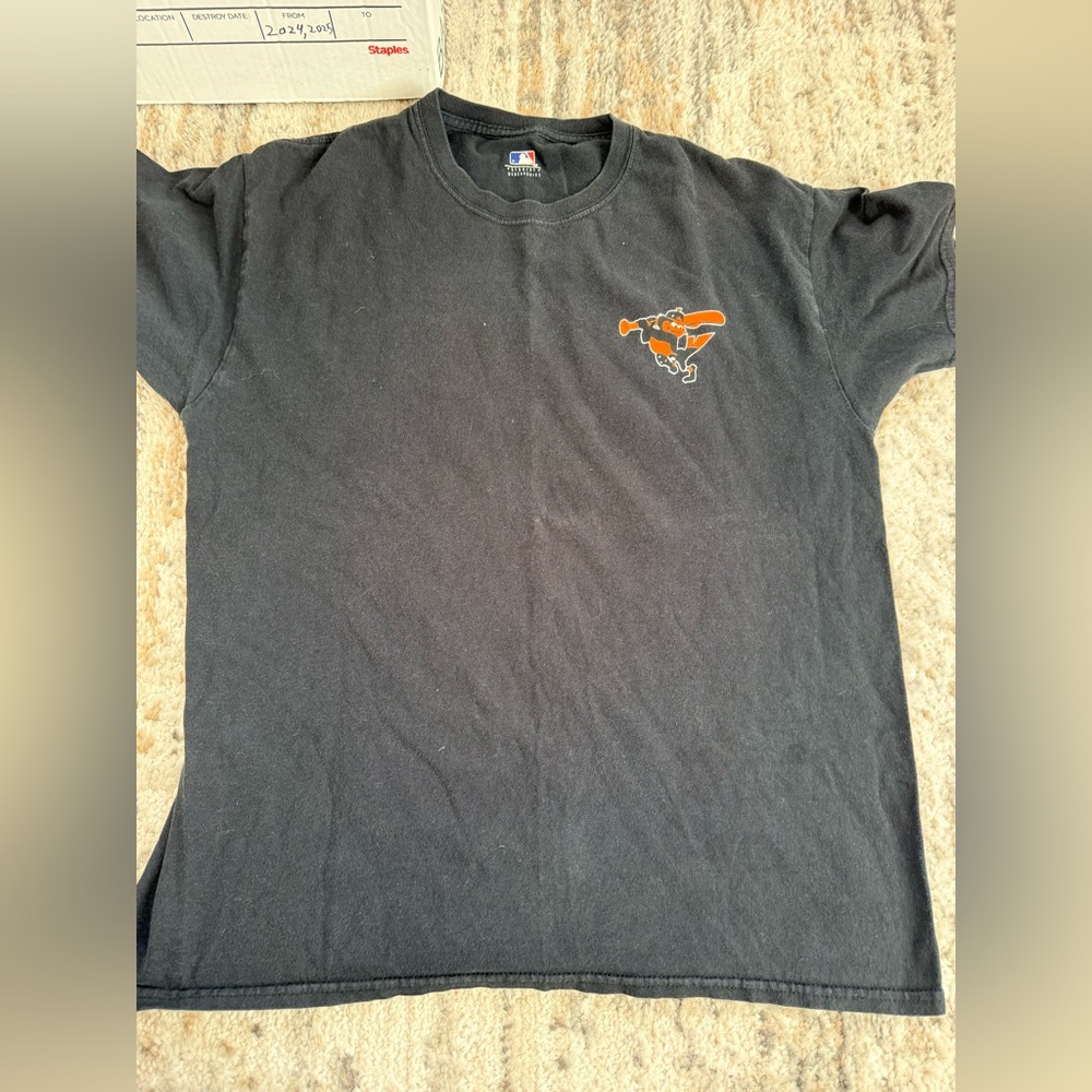 MLB Black Short Sleeve Tee with Orange Batting Logo